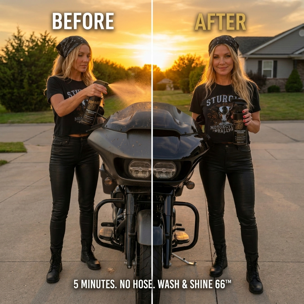 Before and after — Harley-Davidson cleaned with Wash&Shine 66 Pro System